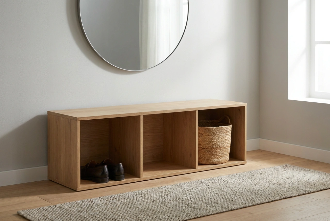 Come una panca con scarpiera organizza scarpe e accessori nell'ingresso