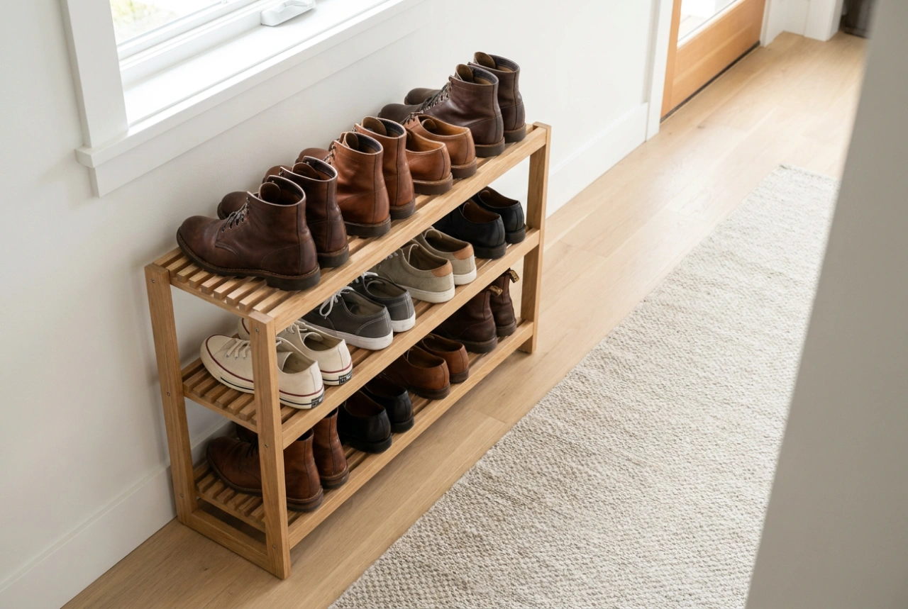 Come disporre le scarpe su una scarpiera a ripiani per trovare subito ogni paio
