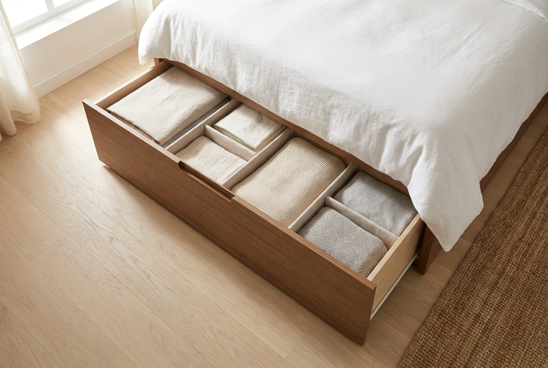 Contenitori sotto il letto e il metodo per gli oggetti senza una collocazione fissa