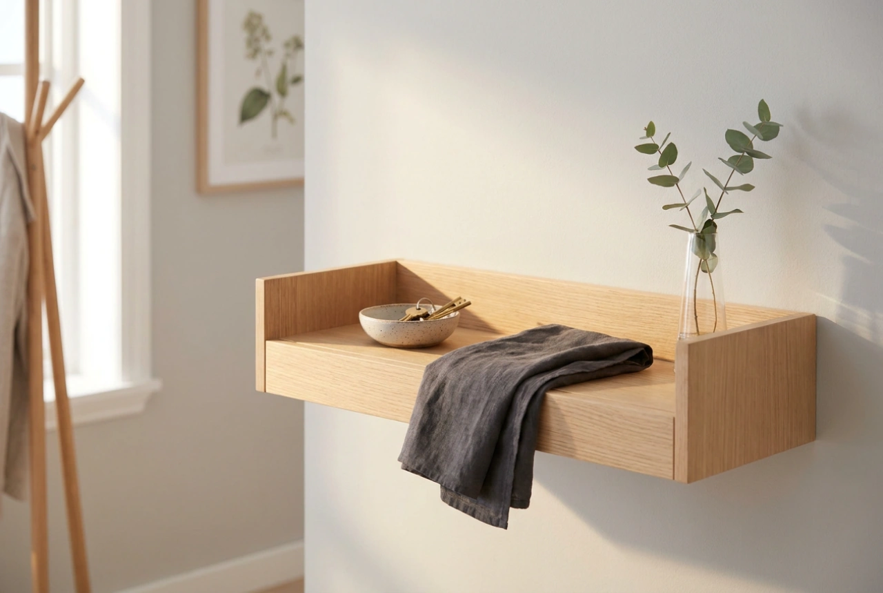 Come utilizzare una mensola sospesa nell'ingresso per chiavi e accessori