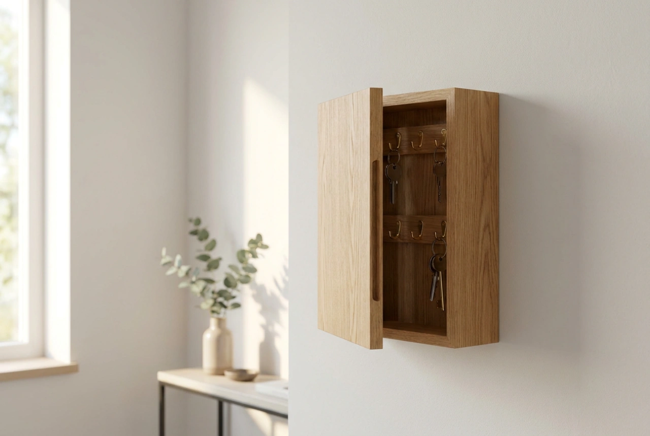 Come la cassetta portachiavi in legno organizza l'area d'ingresso