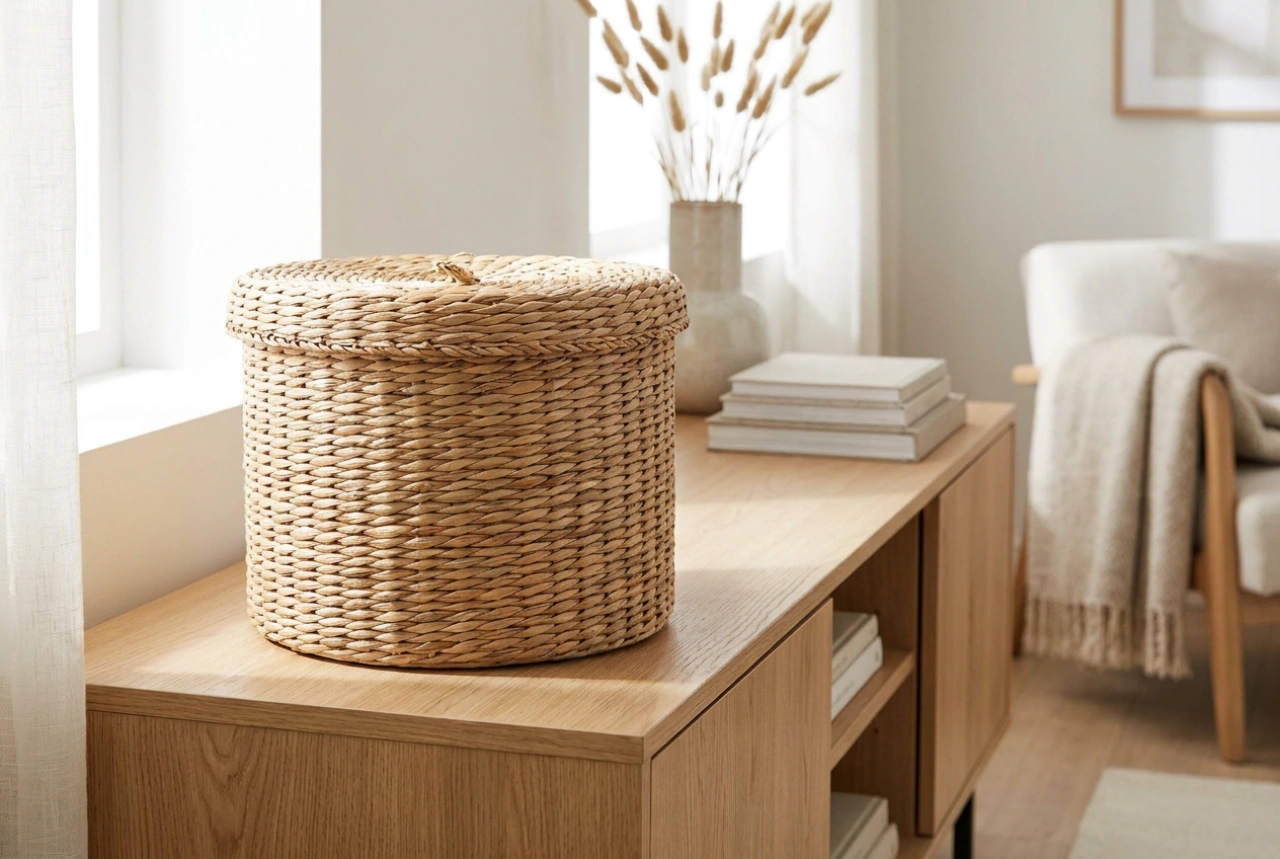 Come utilizzare un cesto di vimini con coperchio per l'organizzazione della casa