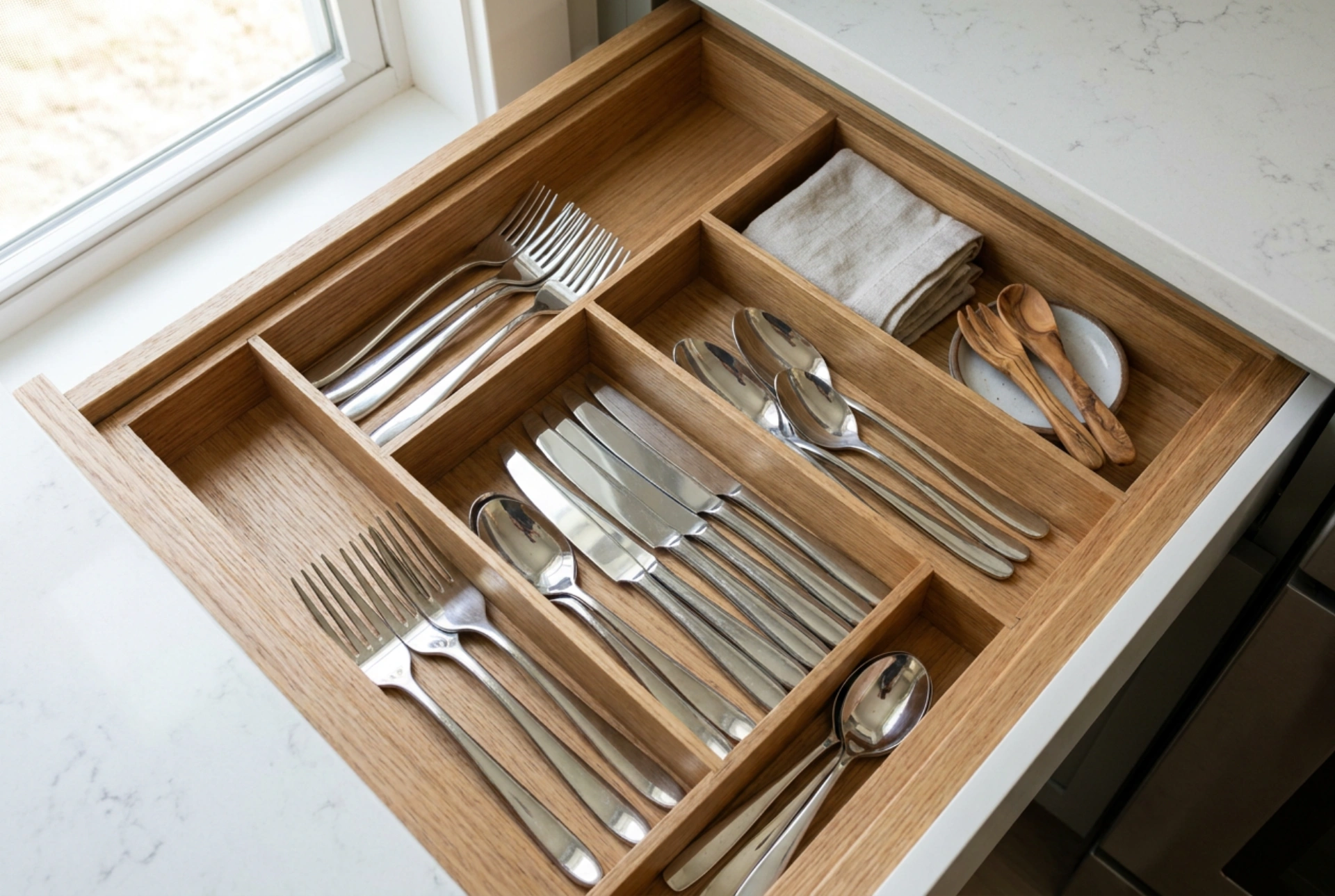Come pulire e organizzare le posate nel portaposate in legno