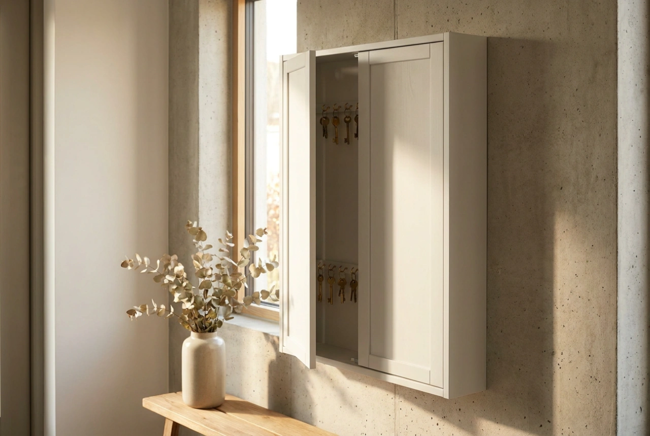 Armadietto portachiavi bianco come discreto punto d'ordine in casa