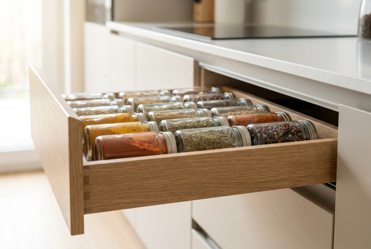 Come un organizer per cassetti velocizza la cucina con le spezie
