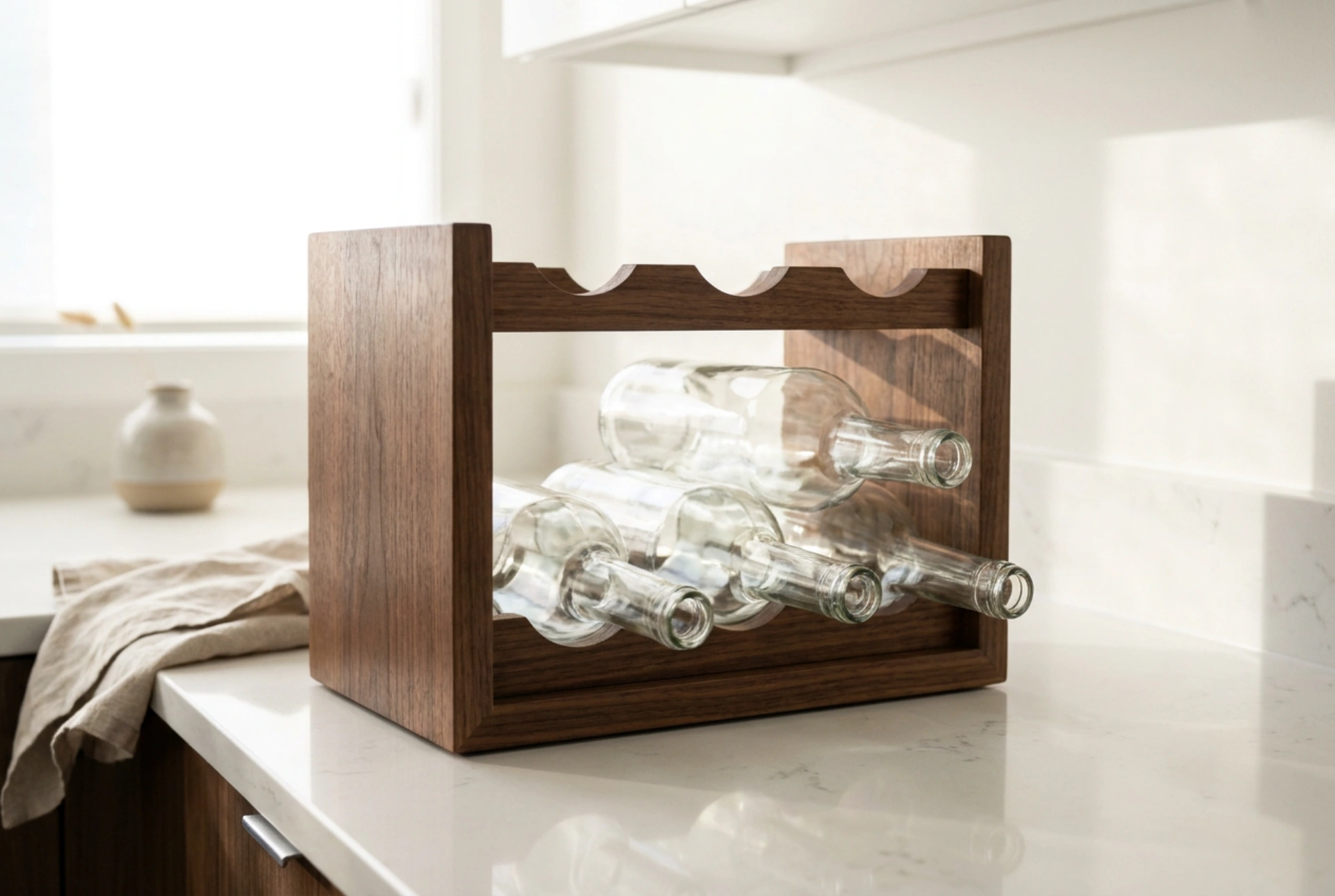 Come posizionare un portabottiglie in legno in cucina o in dispensa