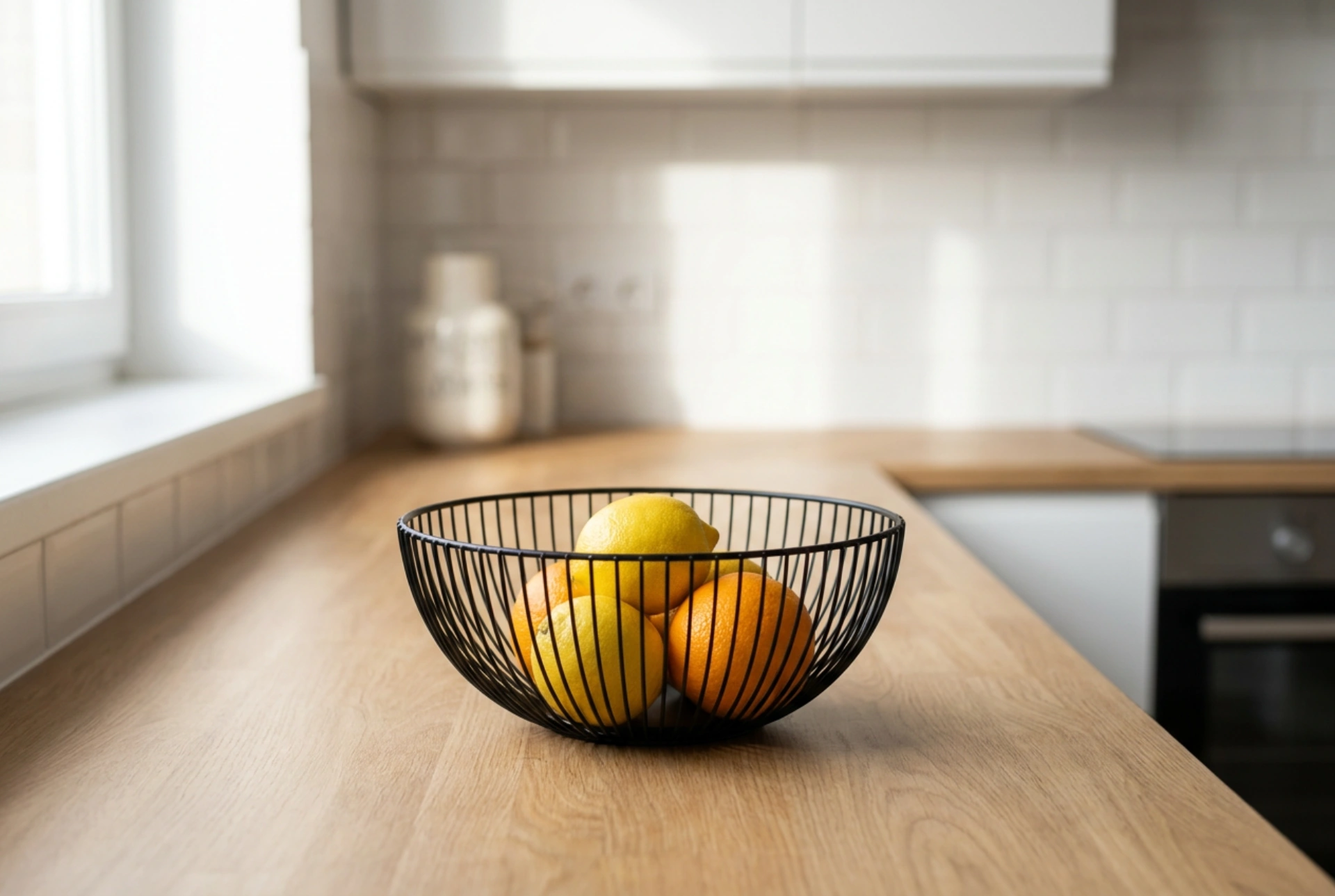 Come posizionare un cesto di frutta nero per non ingombrare il piano di lavoro