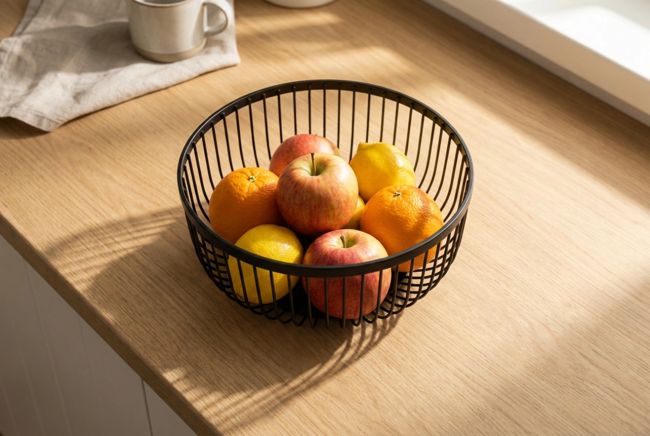 Come garantire l'aerazione della frutta in un cesto di metallo