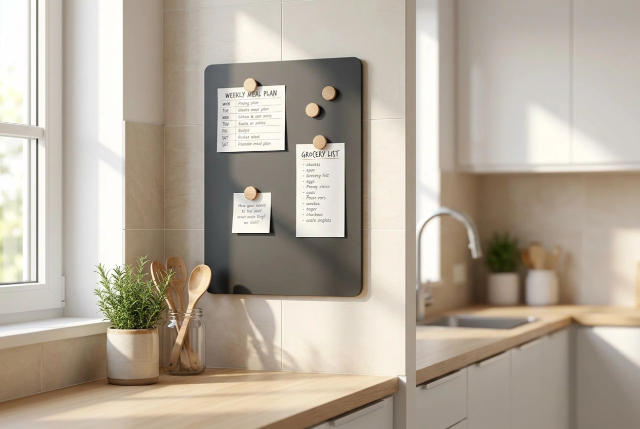 Lavagna magnetica da cucina per lista della spesa e menu settimanale