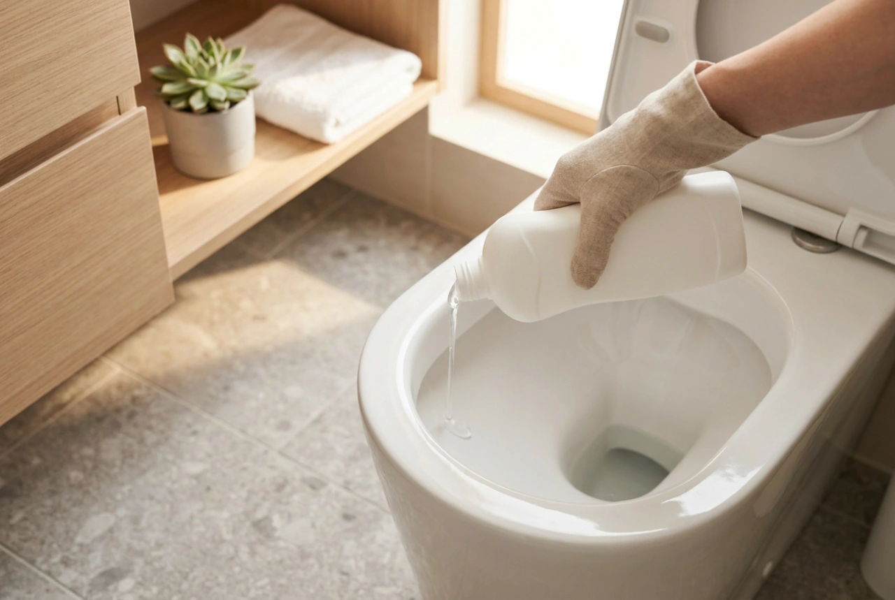 Come applicare il gel per WC con beccuccio sotto il bordo della tazza