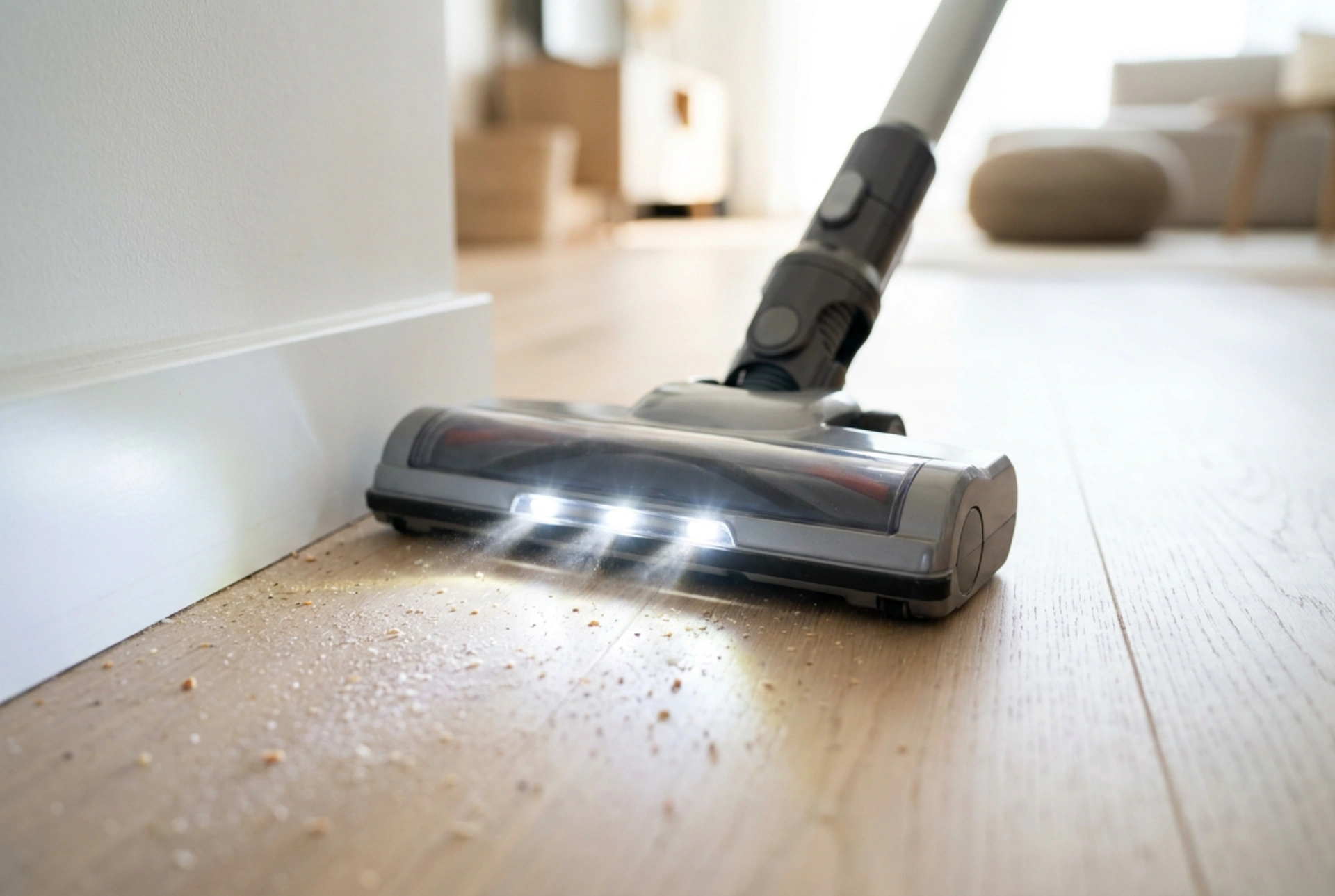 Come utilizzare l'illuminazione a LED dell'aspirapolvere per pulire gli angoli nascosti