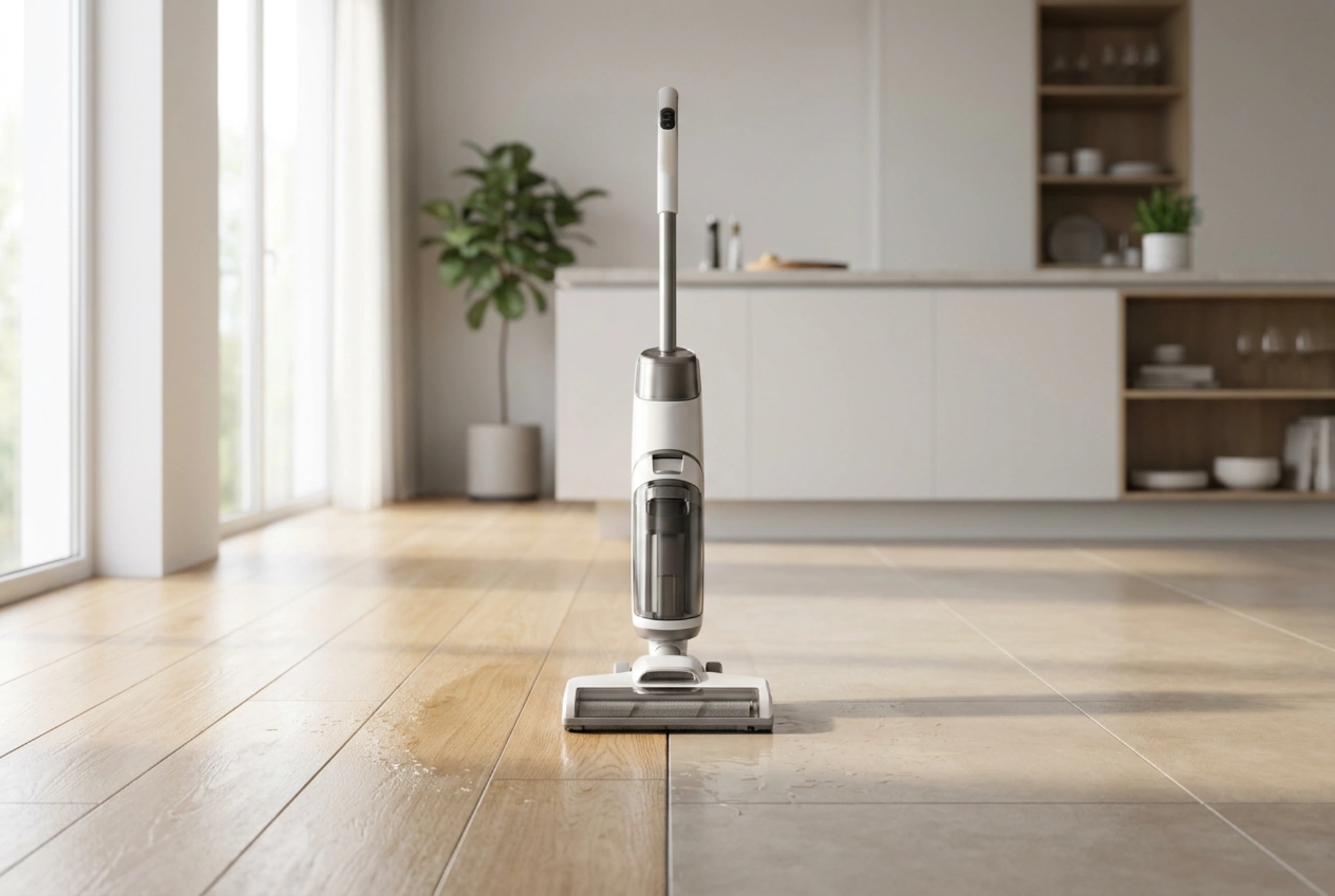 L'aspirapolvere lavapavimenti senza fili nella cura di laminati e piastrelle