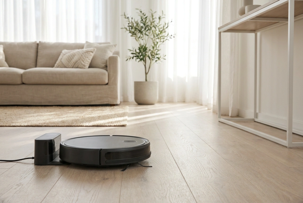Piano di pulizia con robot aspirapolvere e lavapavimenti per tutta la casa