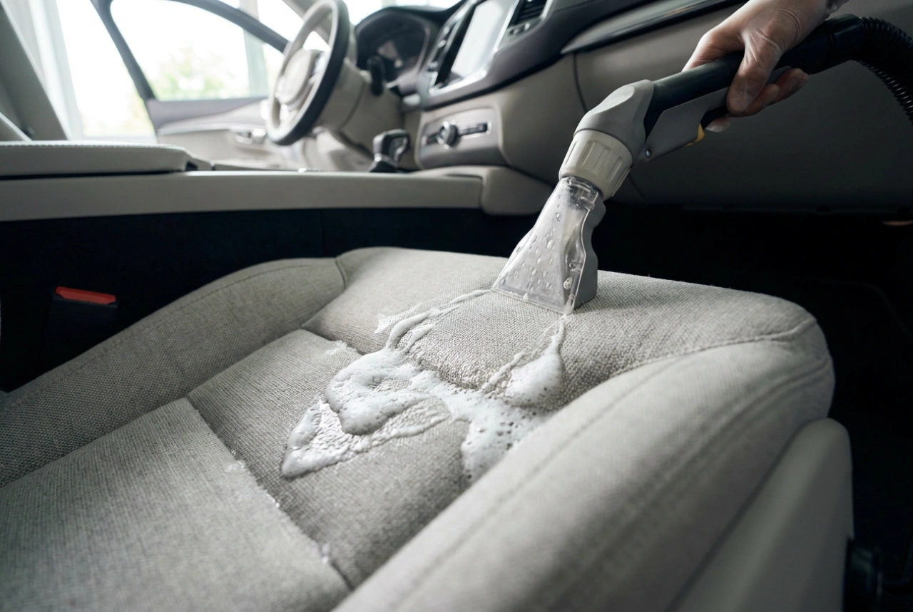 Come lavare la tappezzeria dell'auto con un aspirapolvere lavatessuti