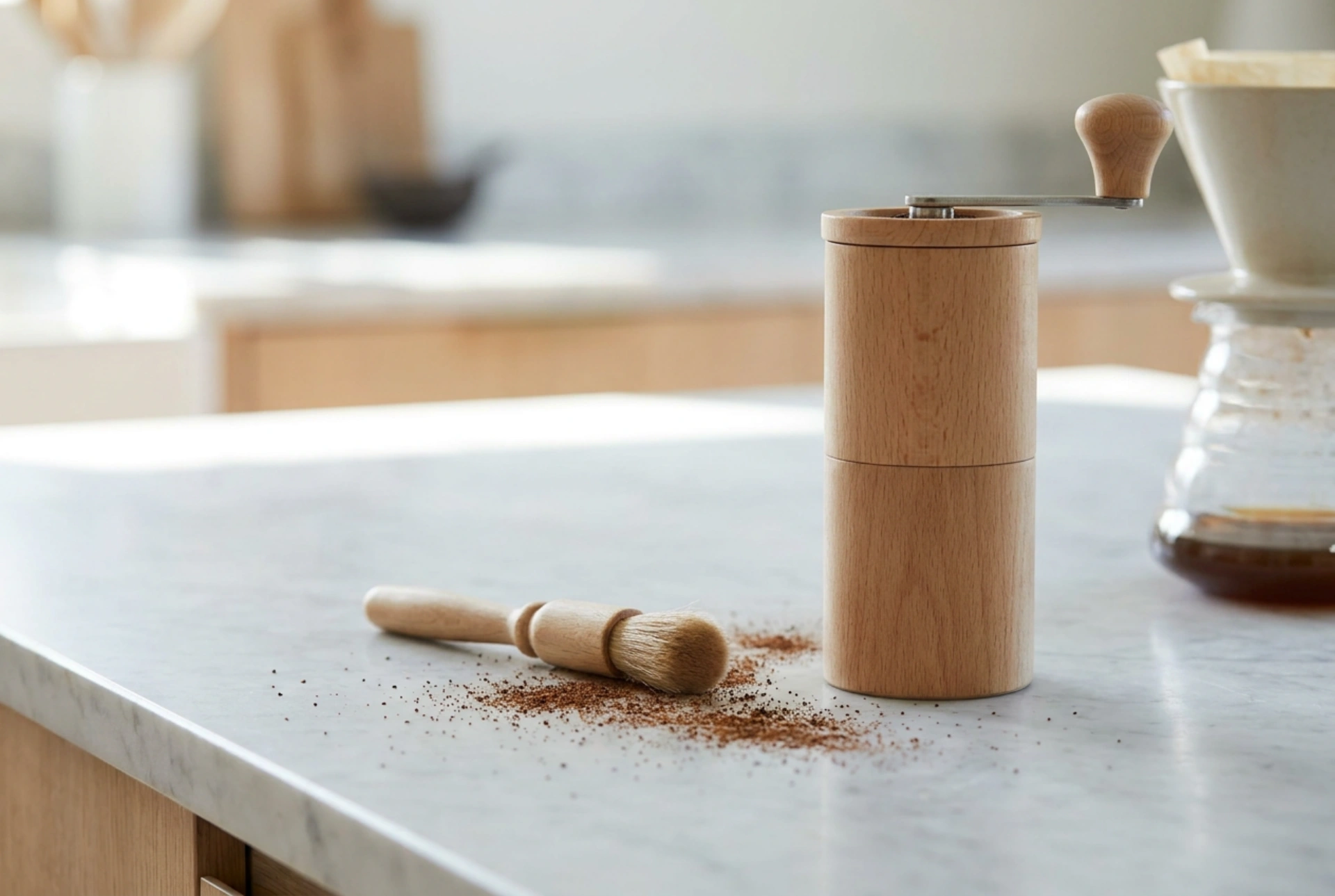 Pulizia del macinacaffè manuale senza sciacquare le macine