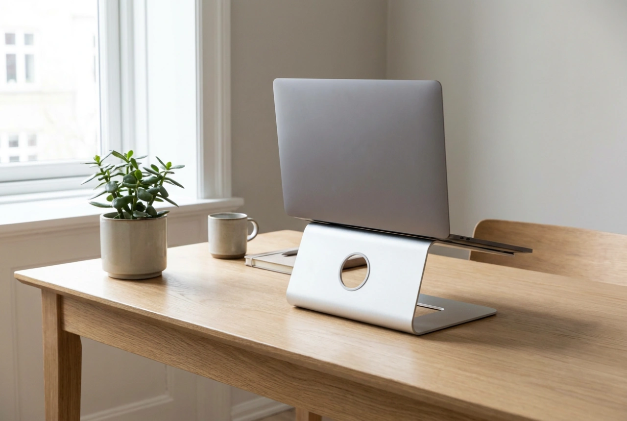 Supporto per laptop da scrivania ed ergonomia della postazione di lavoro a casa
