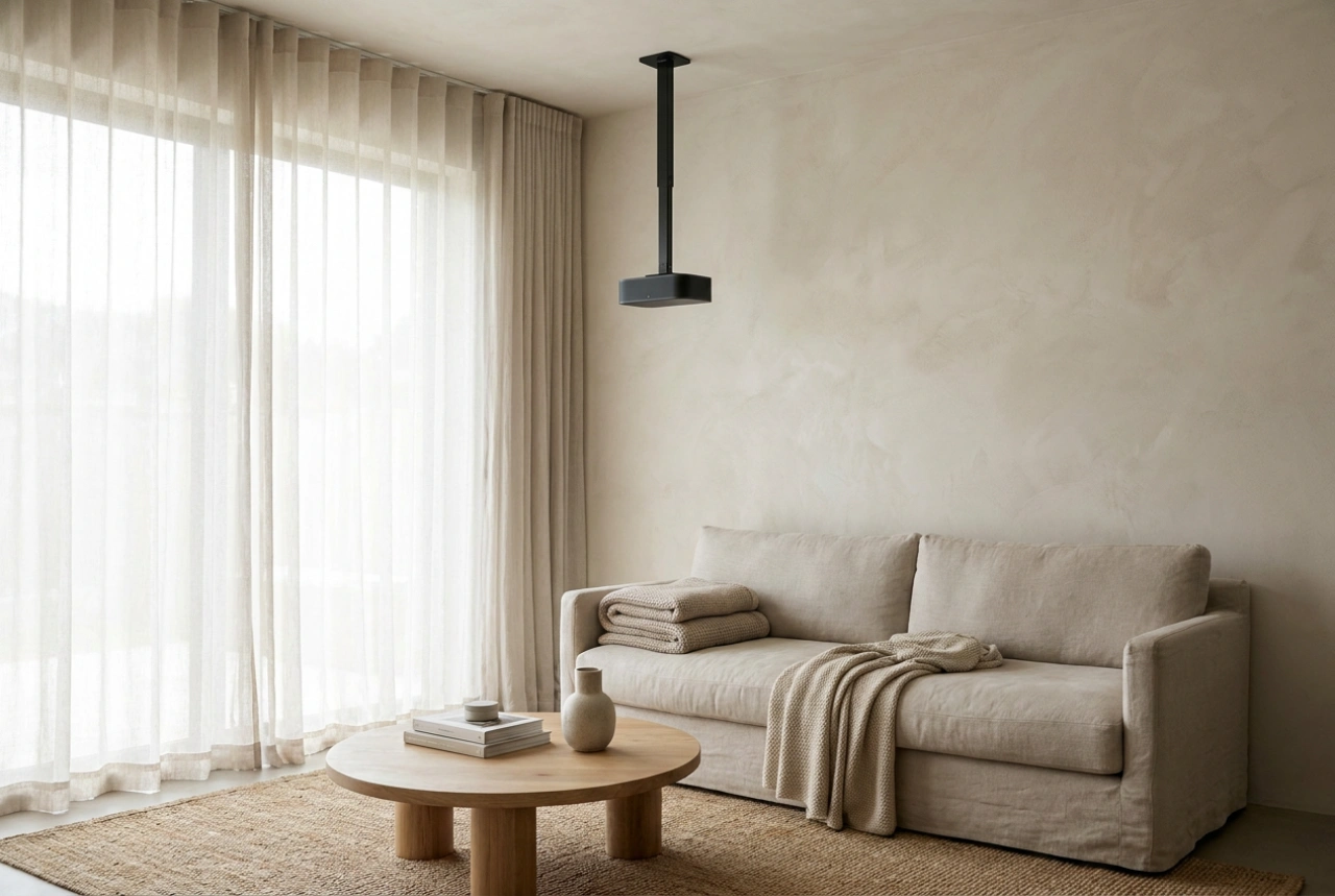Montaggio sicuro del supporto TV a soffitto in casa