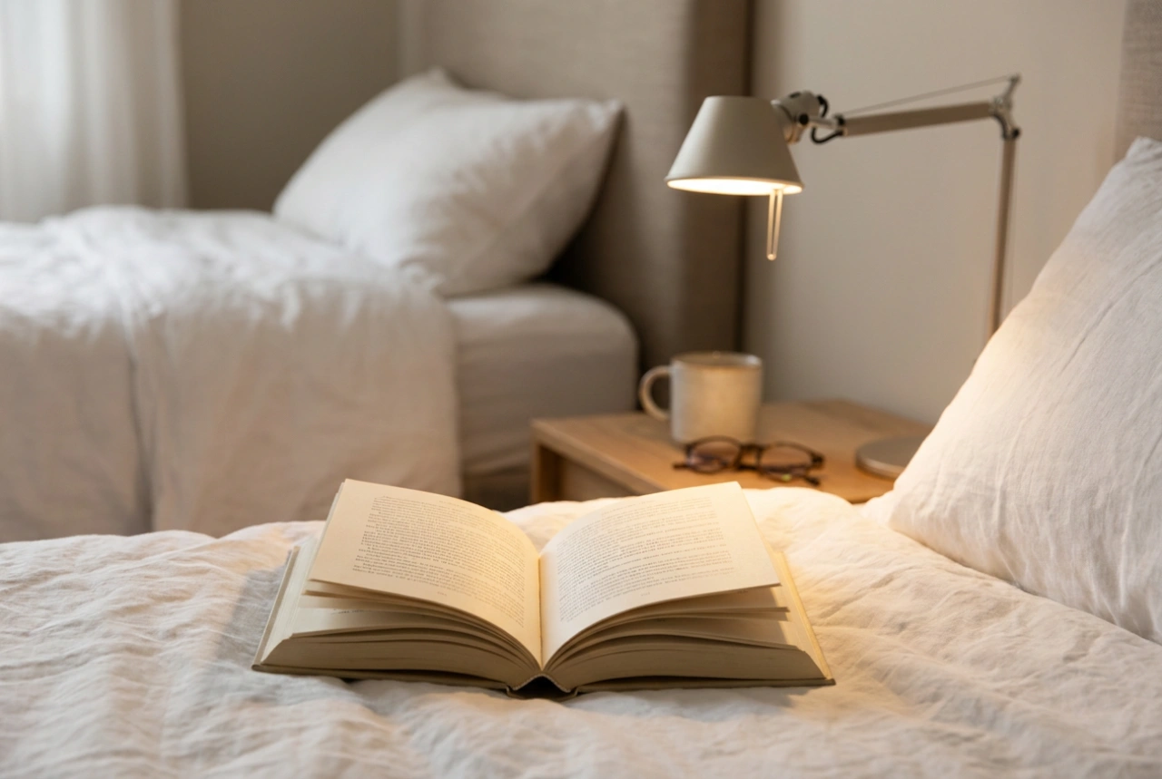 Come posizionare la lampada da lettura a letto senza creare ombre sul libro