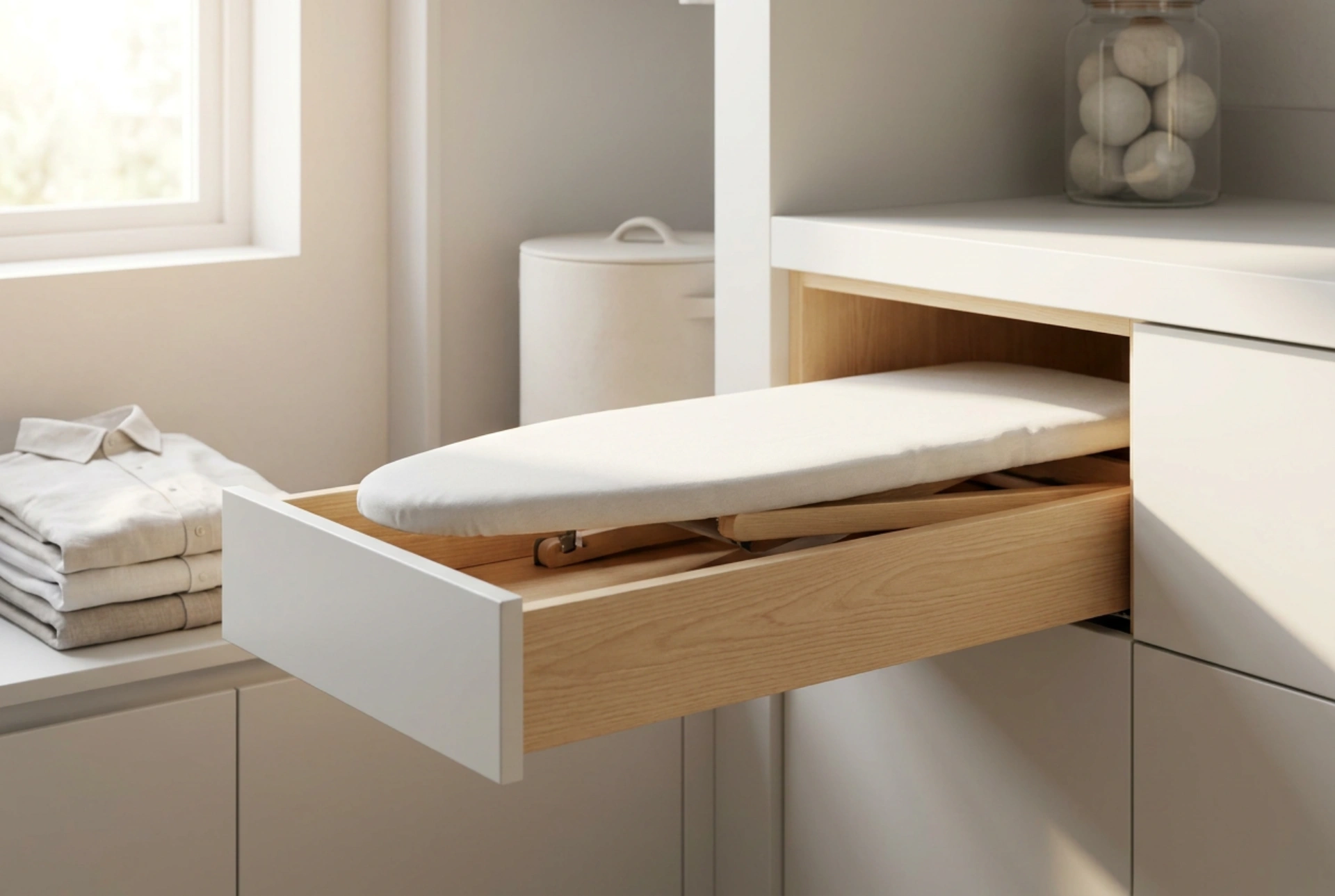 Come integrare l'asse da stiro nell'armadio per una stiratura comoda ed ergonomica