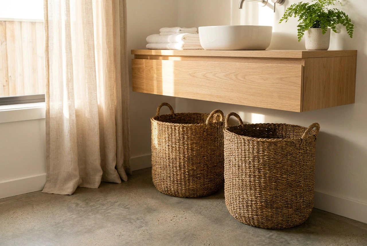 Come organizzare i cesti della biancheria in bagno senza creare caos