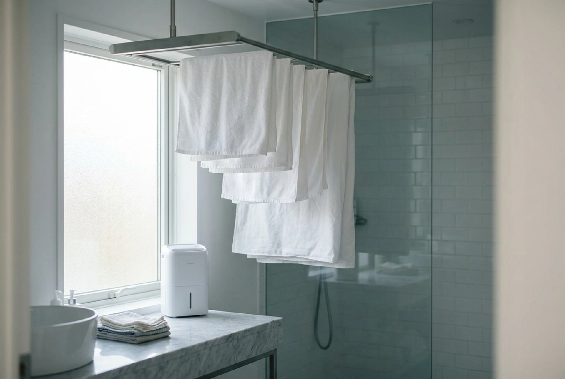 Stendibiancheria da soffitto e controllo dell'umidità dopo il bucato