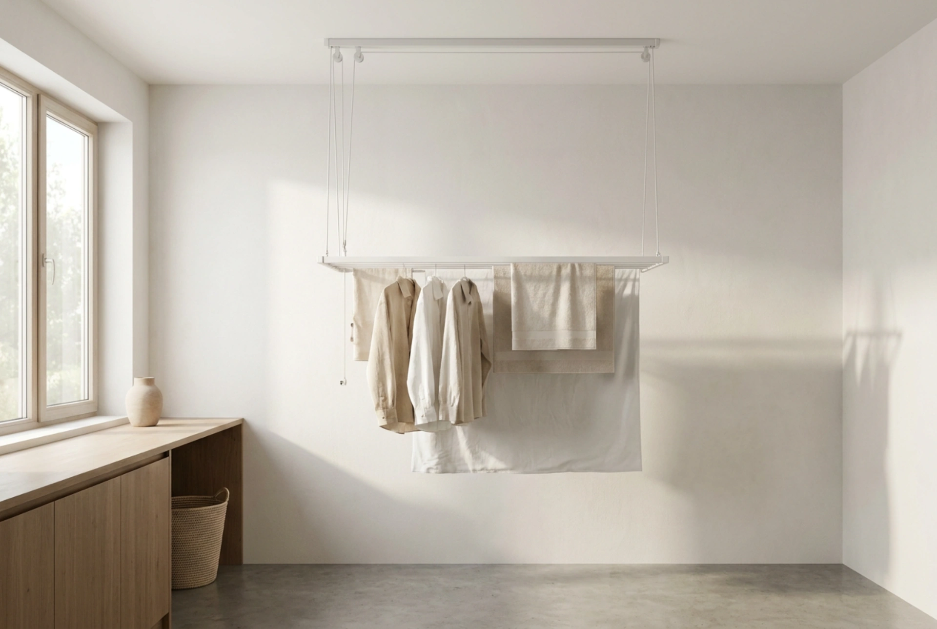 Stendibiancheria da soffitto e ottimizzazione dello spazio in altezza