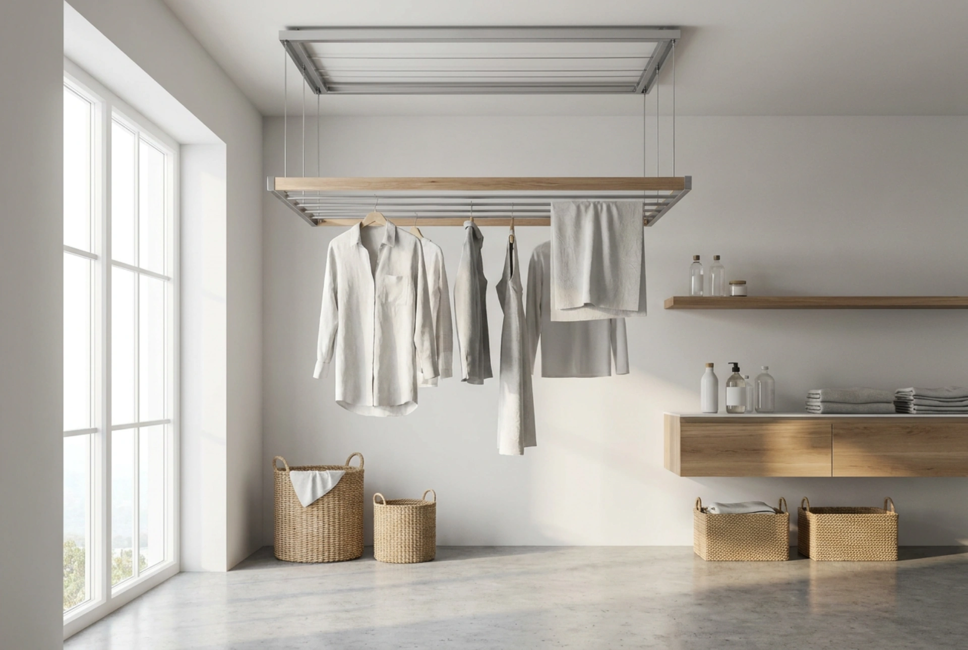Stendibiancheria a soffitto: la soluzione salvaspazio per ottimizzare l'aria calda