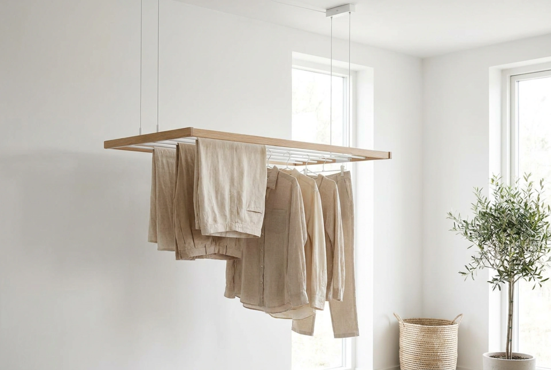 Stendibiancheria da soffitto nella pratica domestica: efficienza e fisica dell'asciugatura