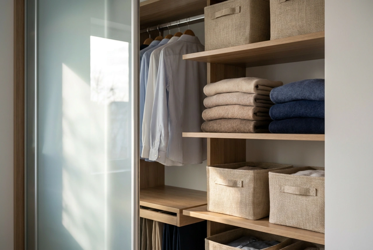 Come organizzare un armadio a tre ante con specchio per l'intero guardaroba
