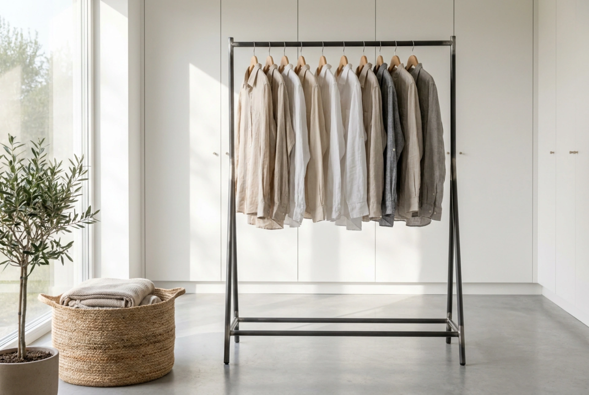 Come utilizzare lo stand appendiabiti con ruote nella cabina armadio