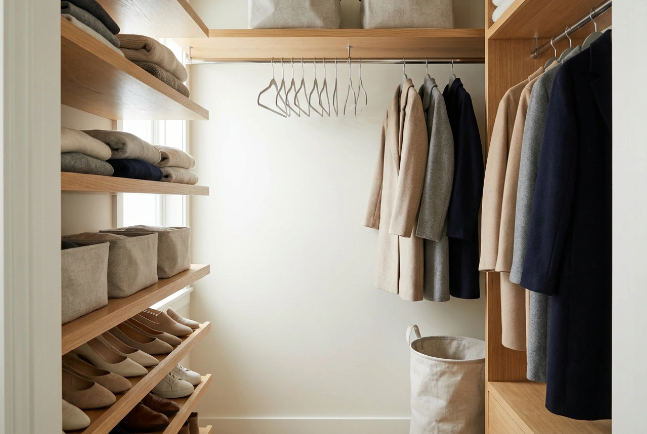Come organizzare l'armadio a muro nell'ingresso per scarpe e cappotti