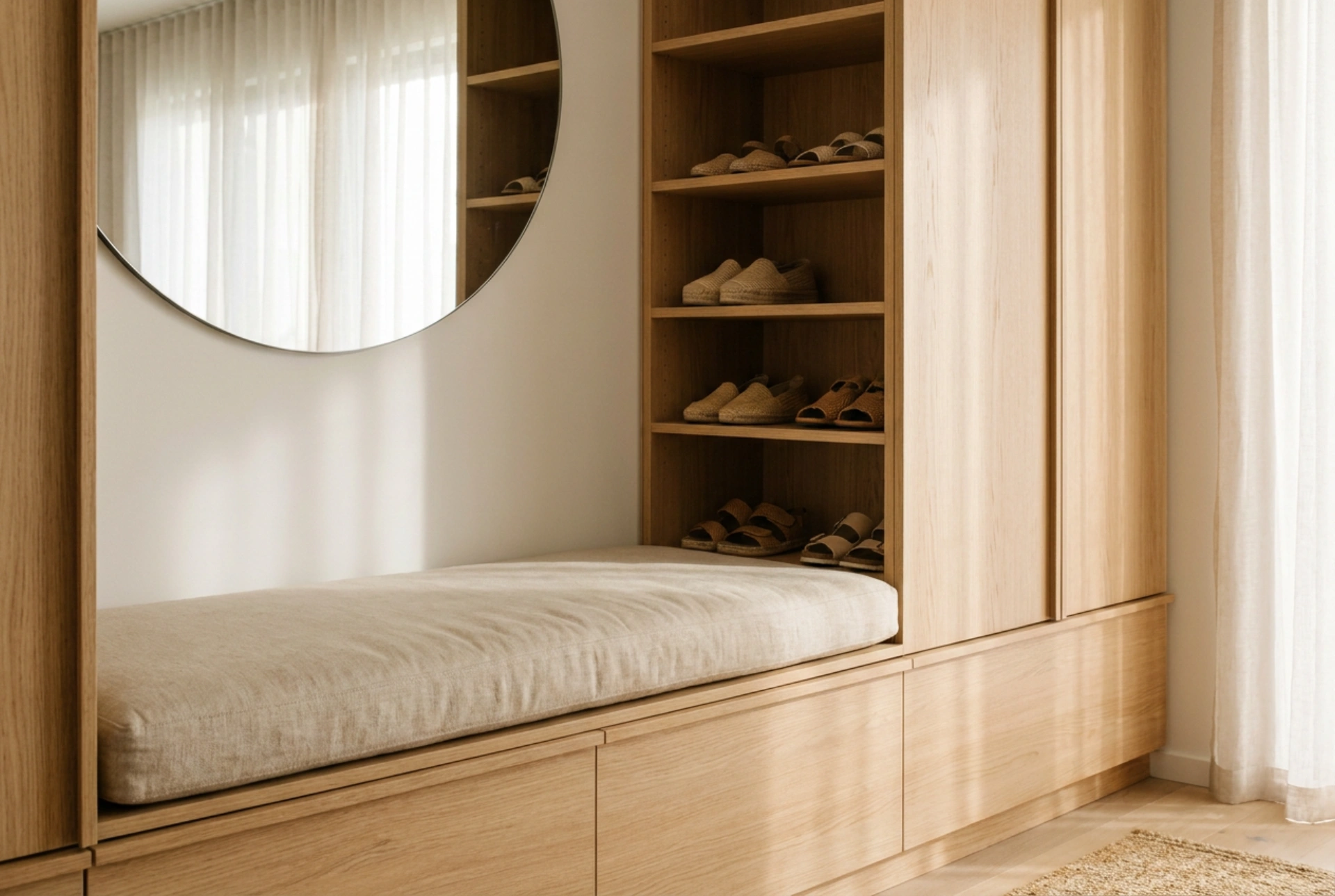 Come progettare l'arredamento dell'ingresso con seduta e vani contenitori