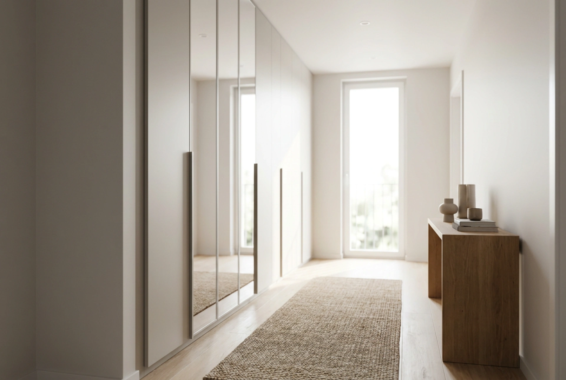Come progettare un armadio a muro con specchio in un piccolo ingresso