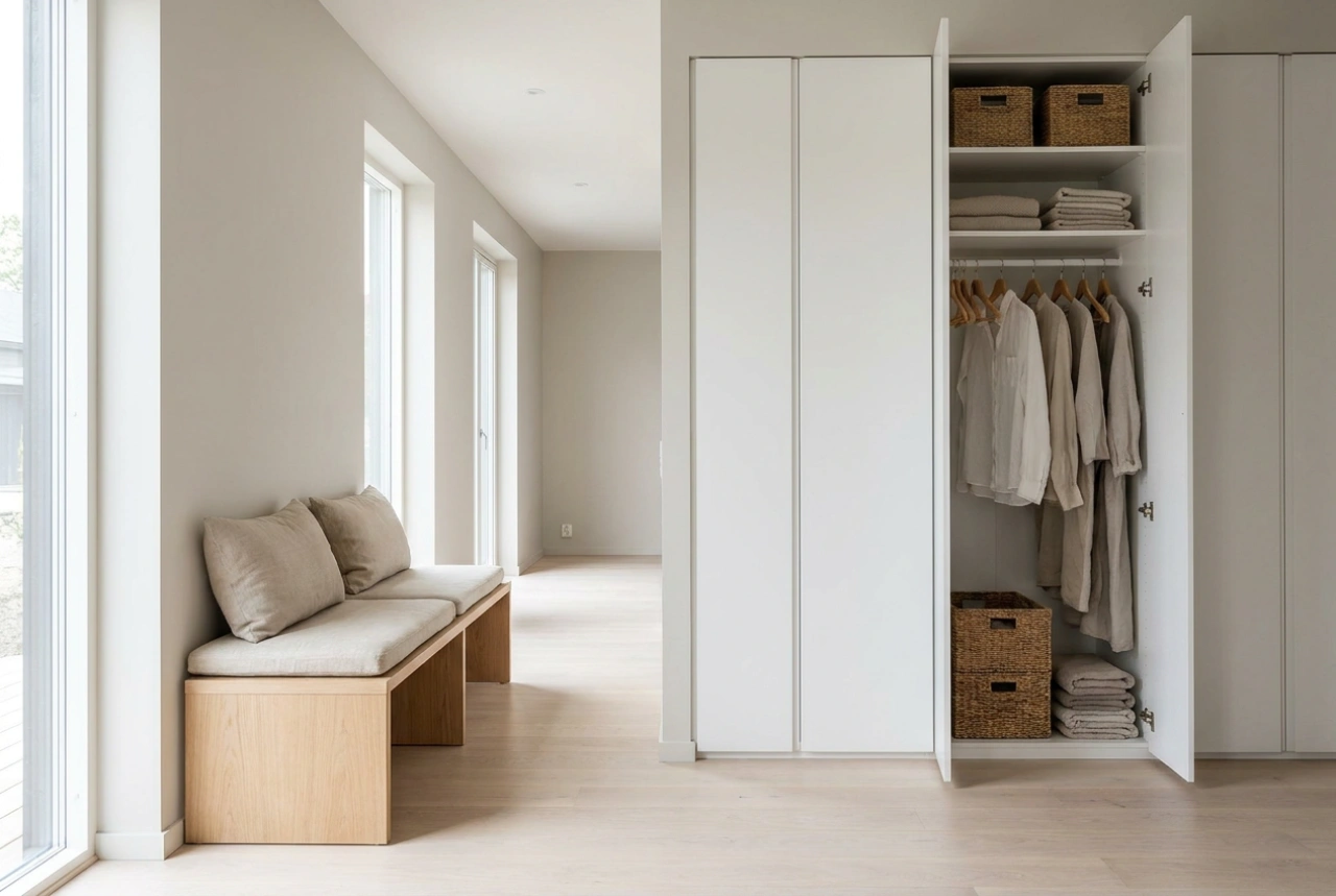 Armadio da ingresso con seduta: progettare una zona di transito ergonomica e funzionale