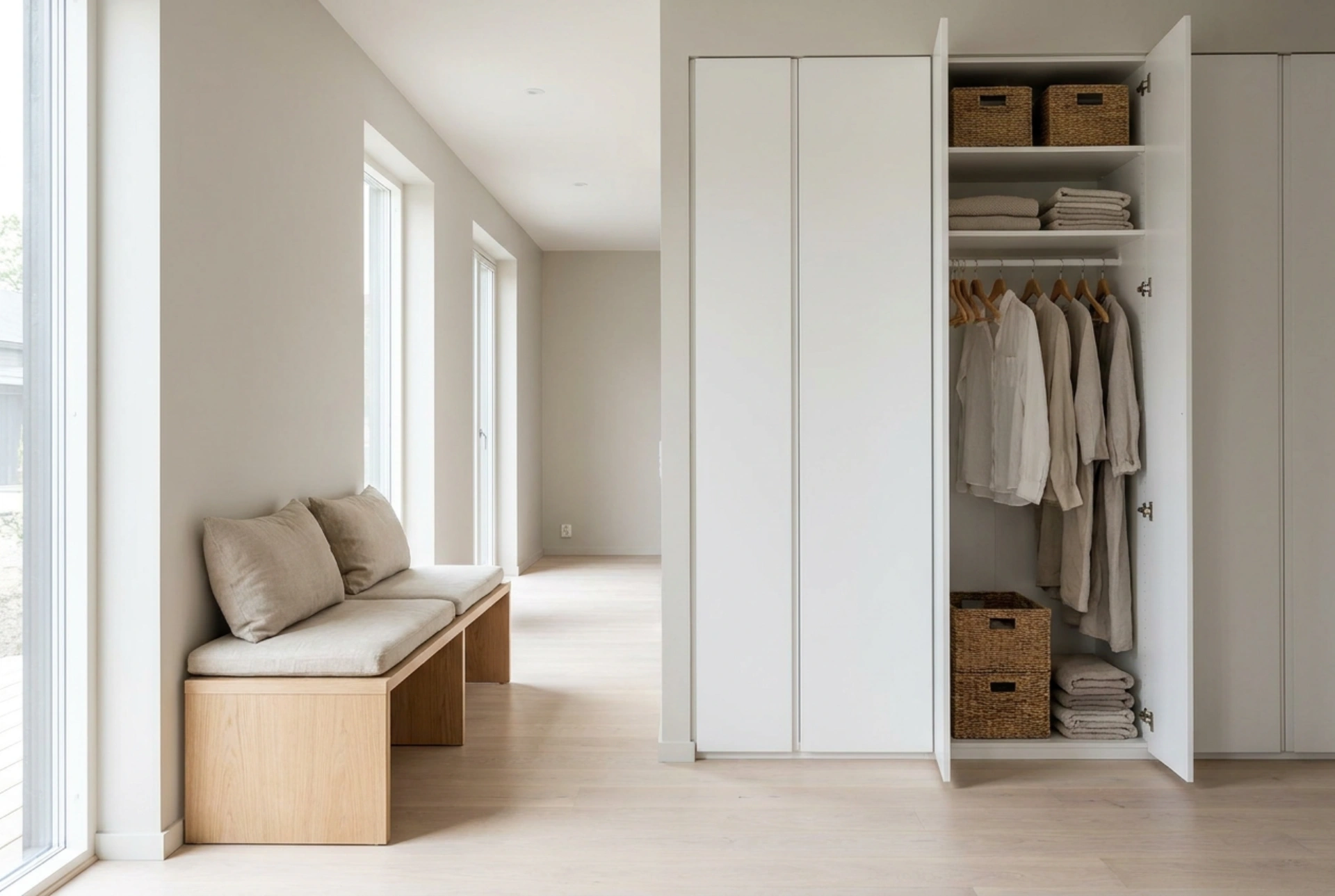 Armadio da ingresso con seduta: progettare una zona di transito ergonomica e funzionale