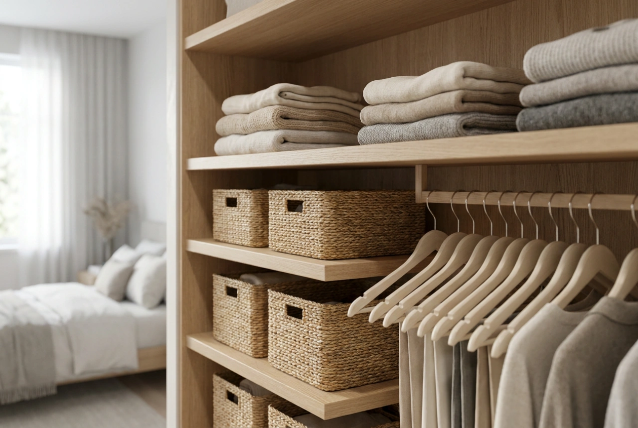 Come organizzare l'armadio a muro in camera da letto per ogni stagione