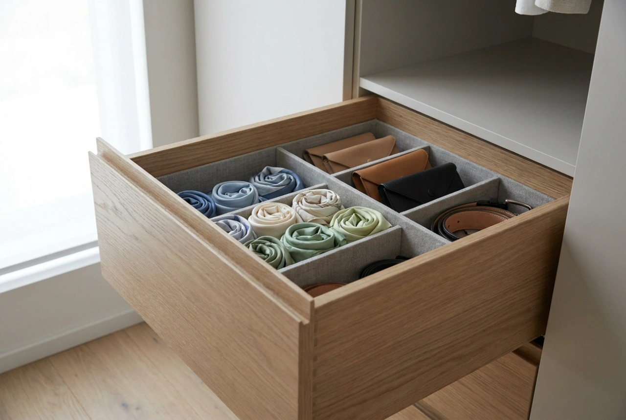 Come posizionare gli organizzatori nei cassetti dell'armadio per trovare subito gli accessori