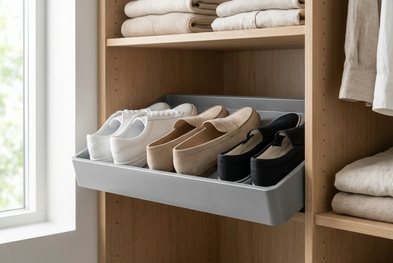 Come utilizzare l'inserto per scarpe nei cassetti dell'armadio o della cabina armadio