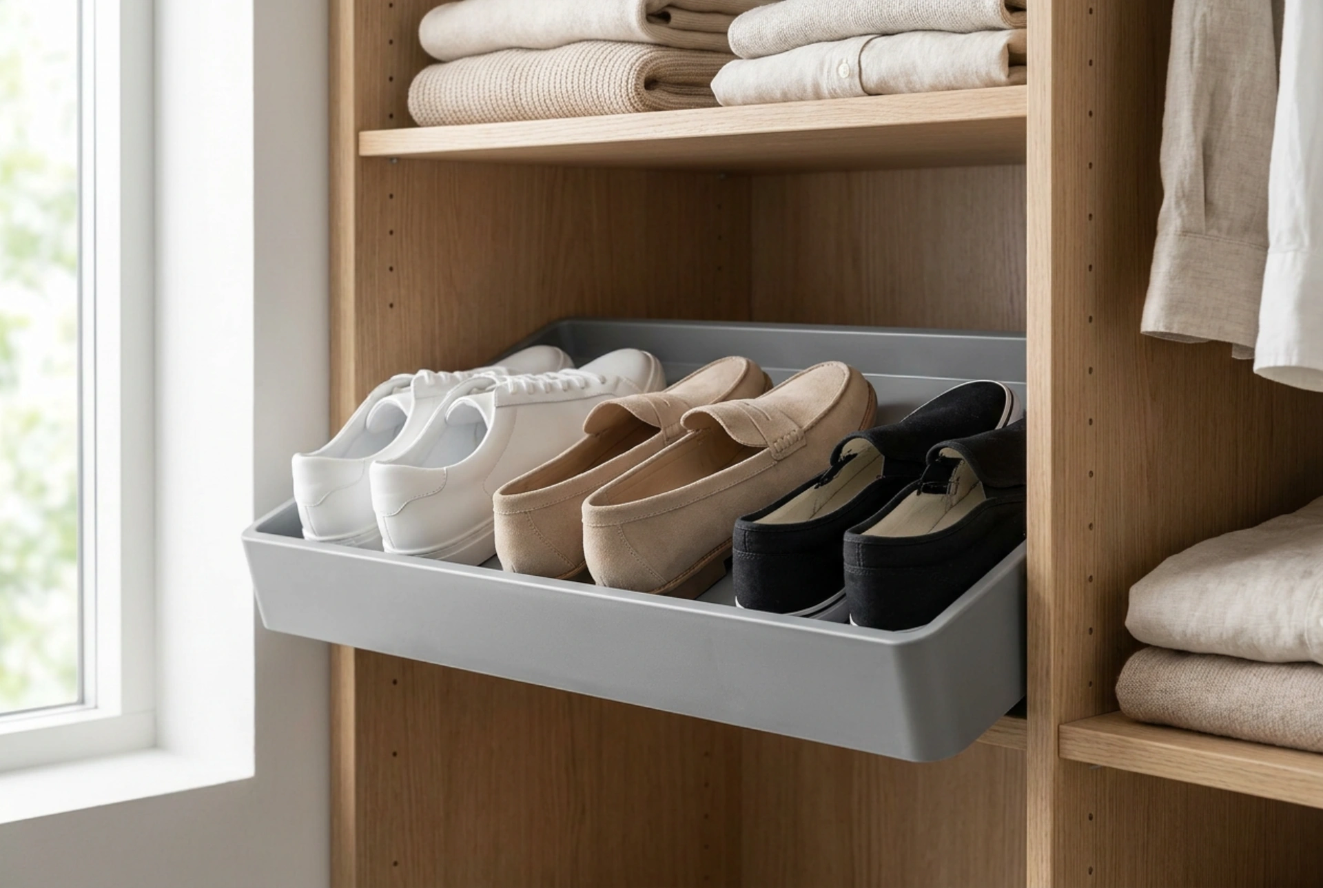 Come utilizzare l'inserto per scarpe nei cassetti dell'armadio o della cabina armadio