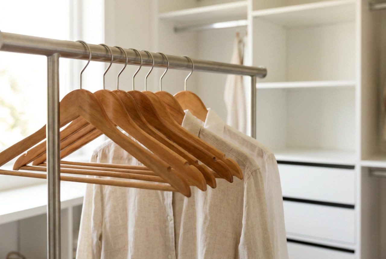 Grucce in legno per abiti: come preservare la forma dei tessuti