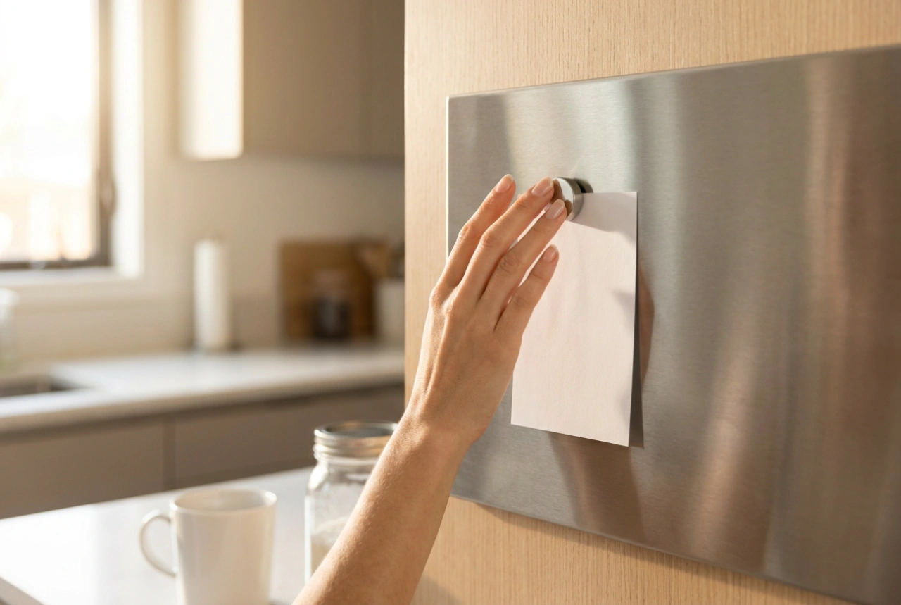 Come organizzare gli appunti di famiglia sulla lavagna magnetica in cucina