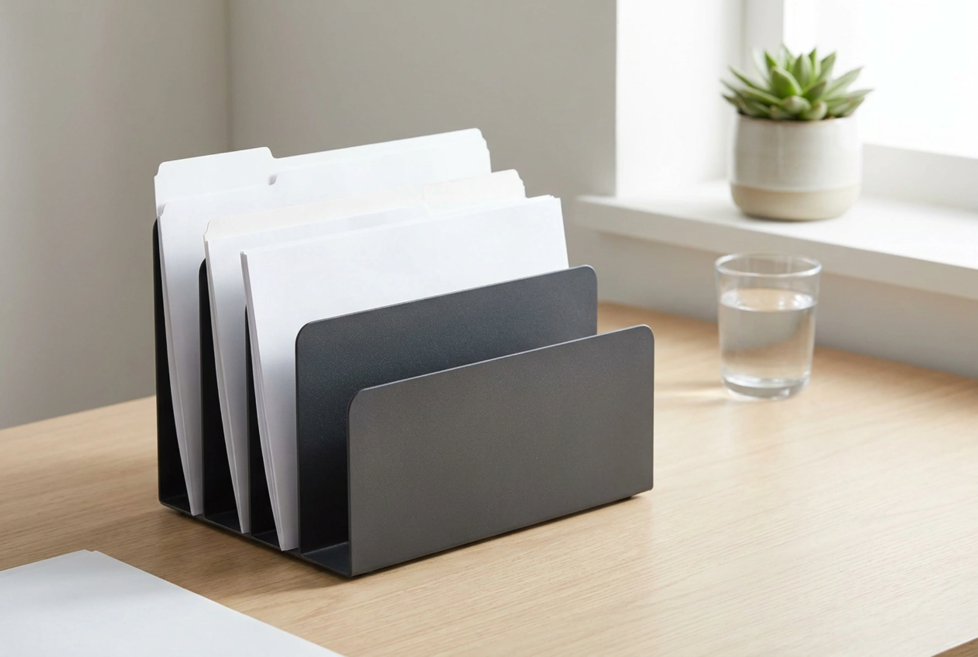 Come posizionare l'organizer per documenti sulla scrivania senza creare caos