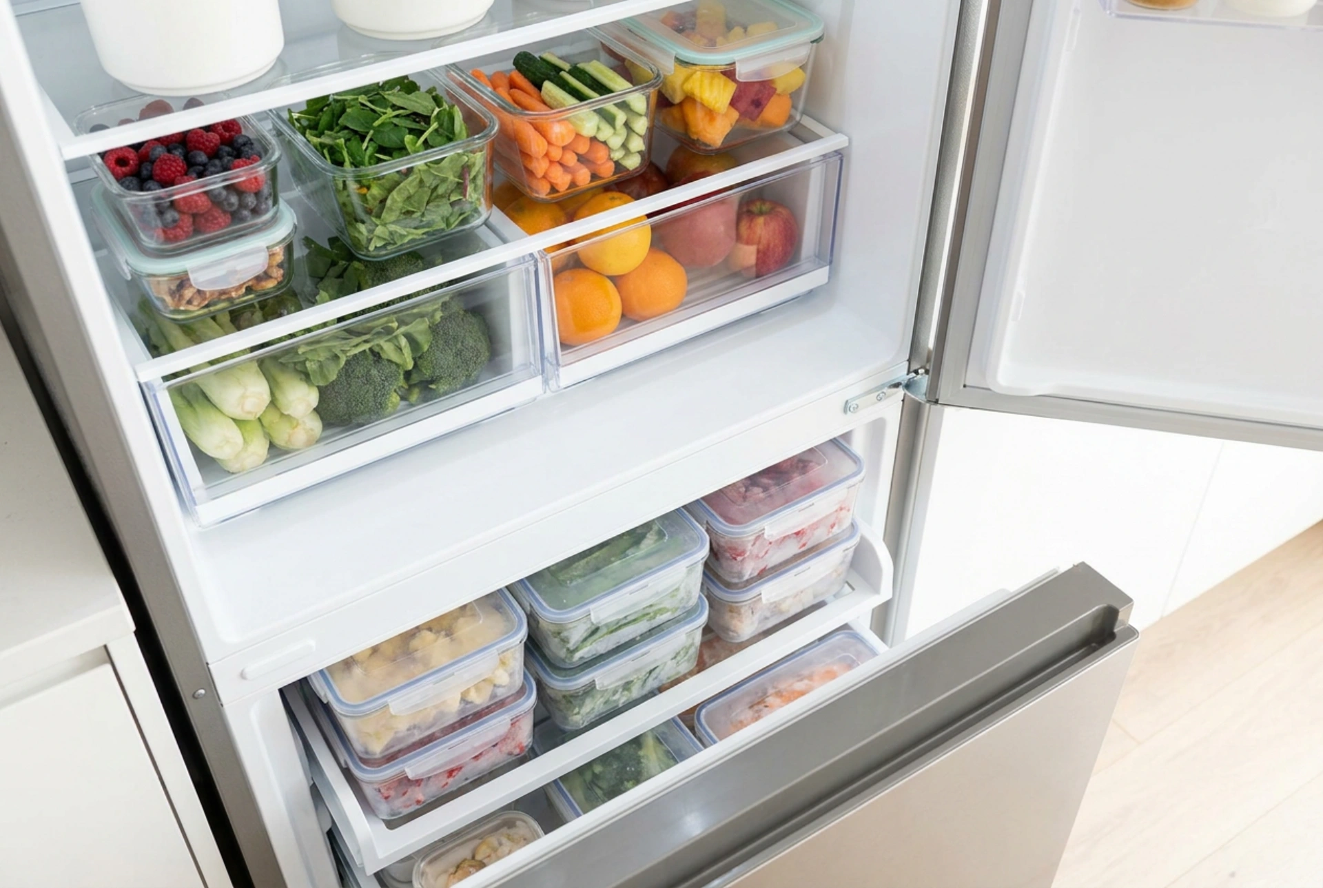Come disporre gli alimenti nel frigorifero con congelatore a cassetti