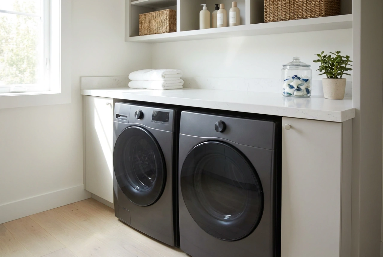 Come abbinare e posizionare lavatrice e asciugatrice in bagno